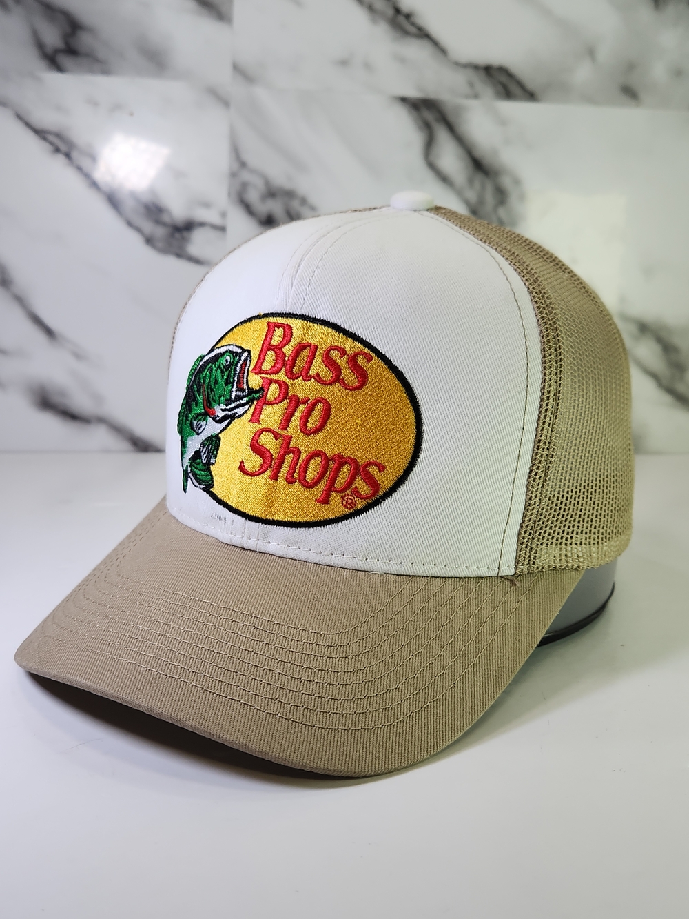 Bass Pro Shops Red Mesh Trucker Hat. Adjustable. 2 Tones